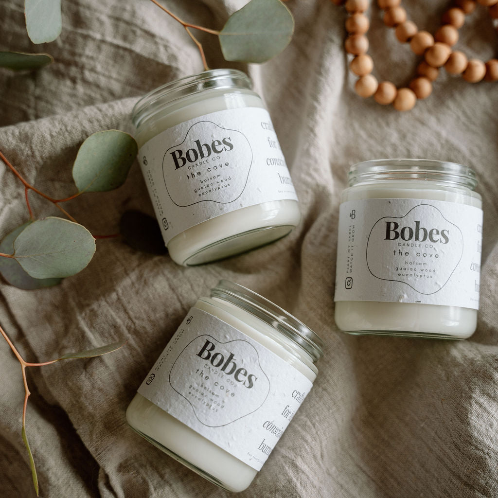 8oz Soy Coconut Candle - The Cove - Bobes Candle Co.